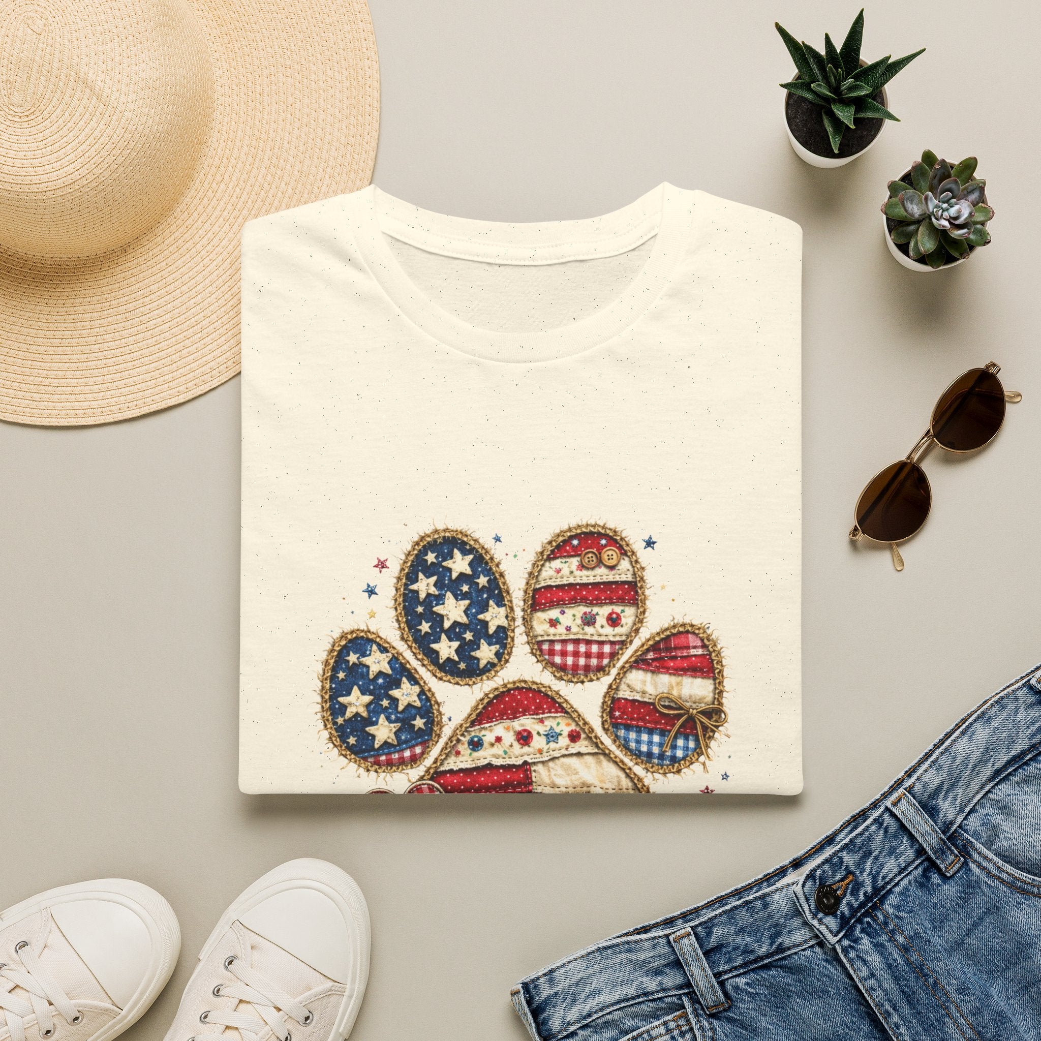 Patriotic Paw Print T-Shirt — "Love" American Flag Dog Paw Tee
