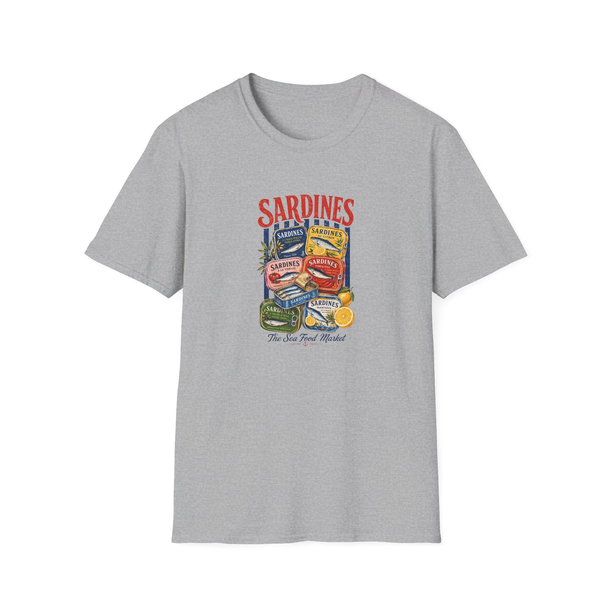 Sardines Vintage Can Graphic T-Shirt — Retro Seafood Label Tee
