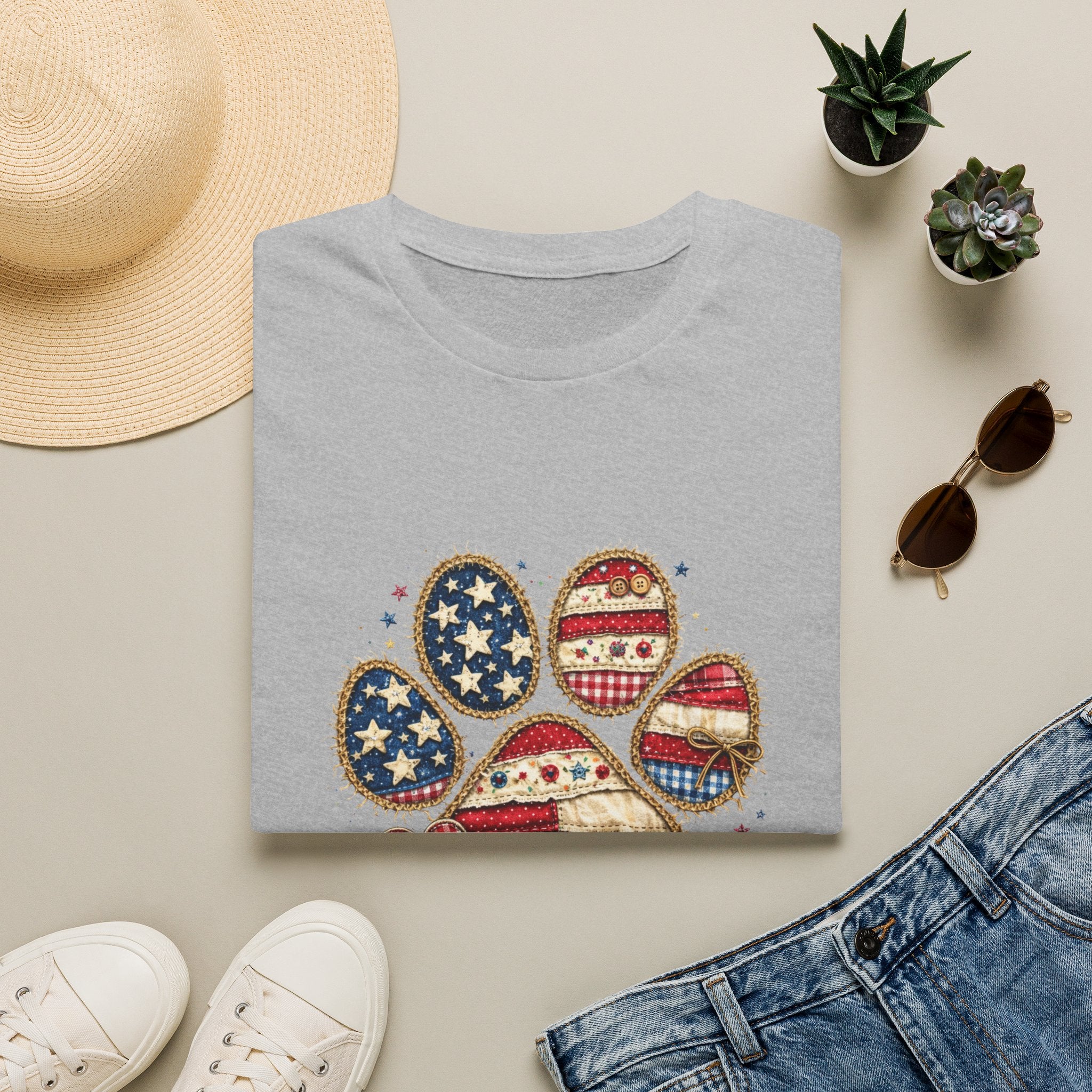 Patriotic Paw Print T-Shirt — "Love" American Flag Dog Paw Tee