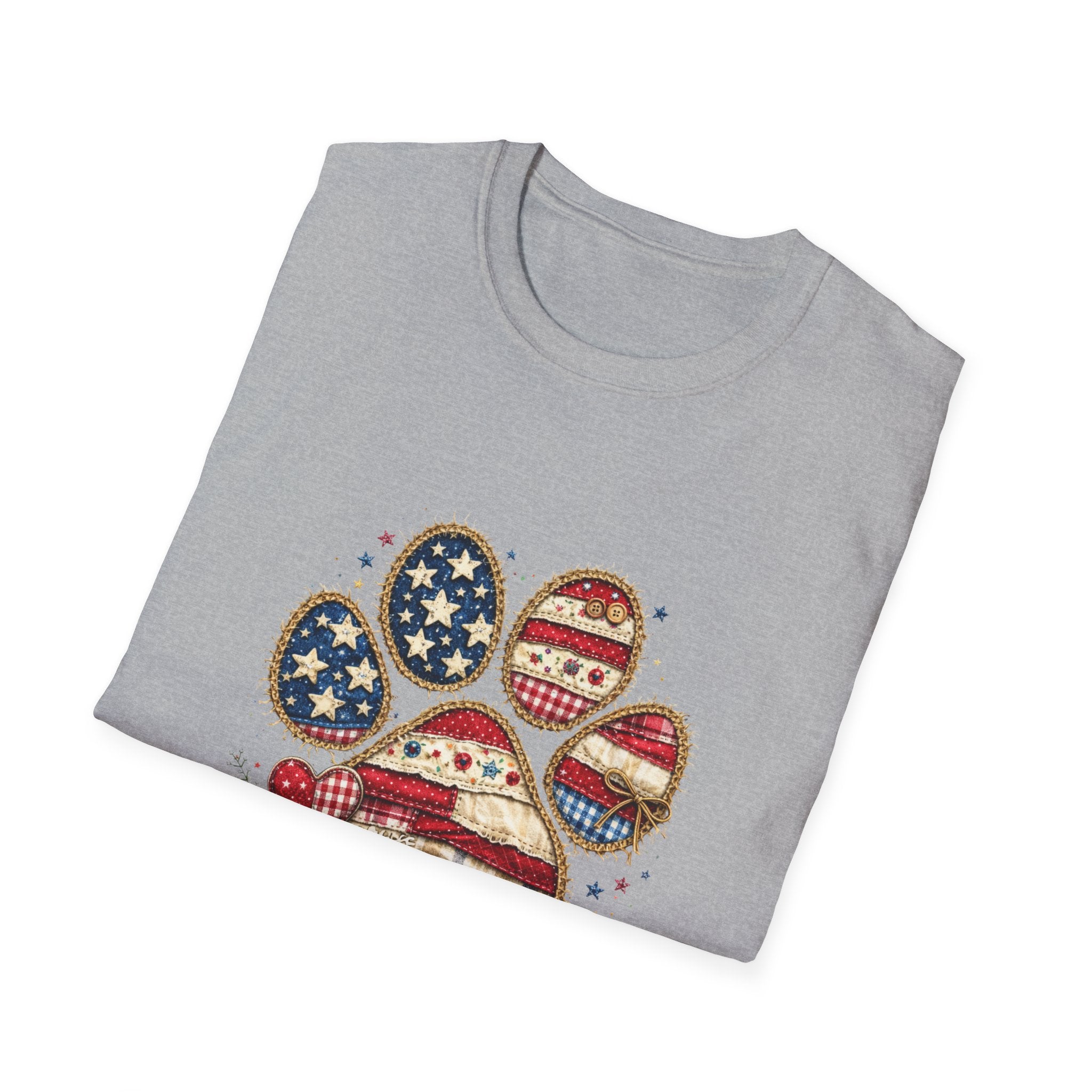 Patriotic Paw Print T-Shirt — "Love" American Flag Dog Paw Tee