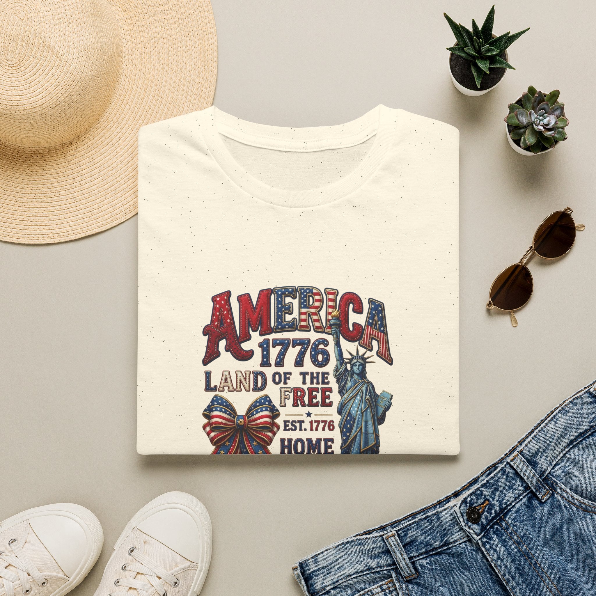 America 1776 T‑Shirt — Land of the Free Statue of Liberty Patriotic Tee