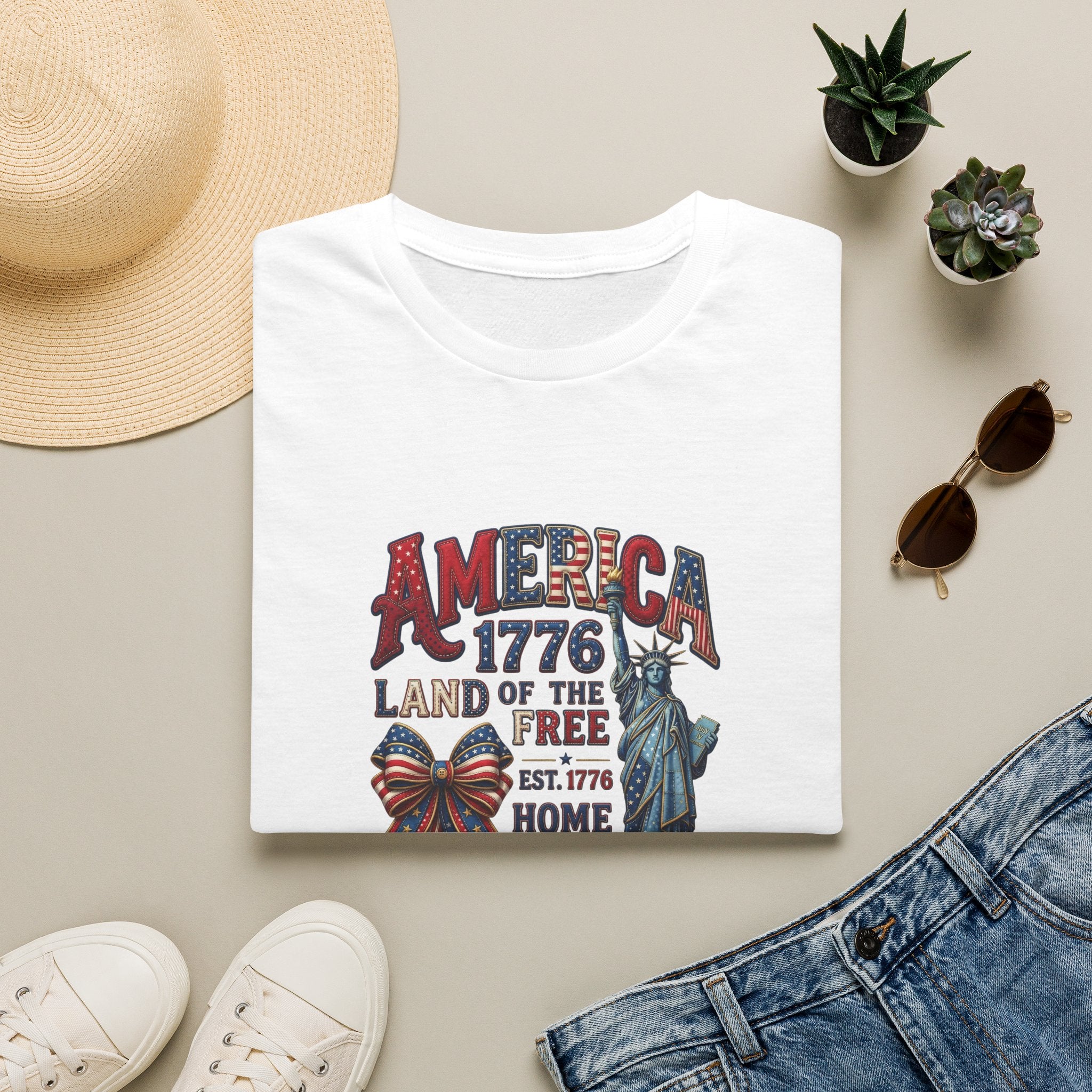 America 1776 T‑Shirt — Land of the Free Statue of Liberty Patriotic Tee