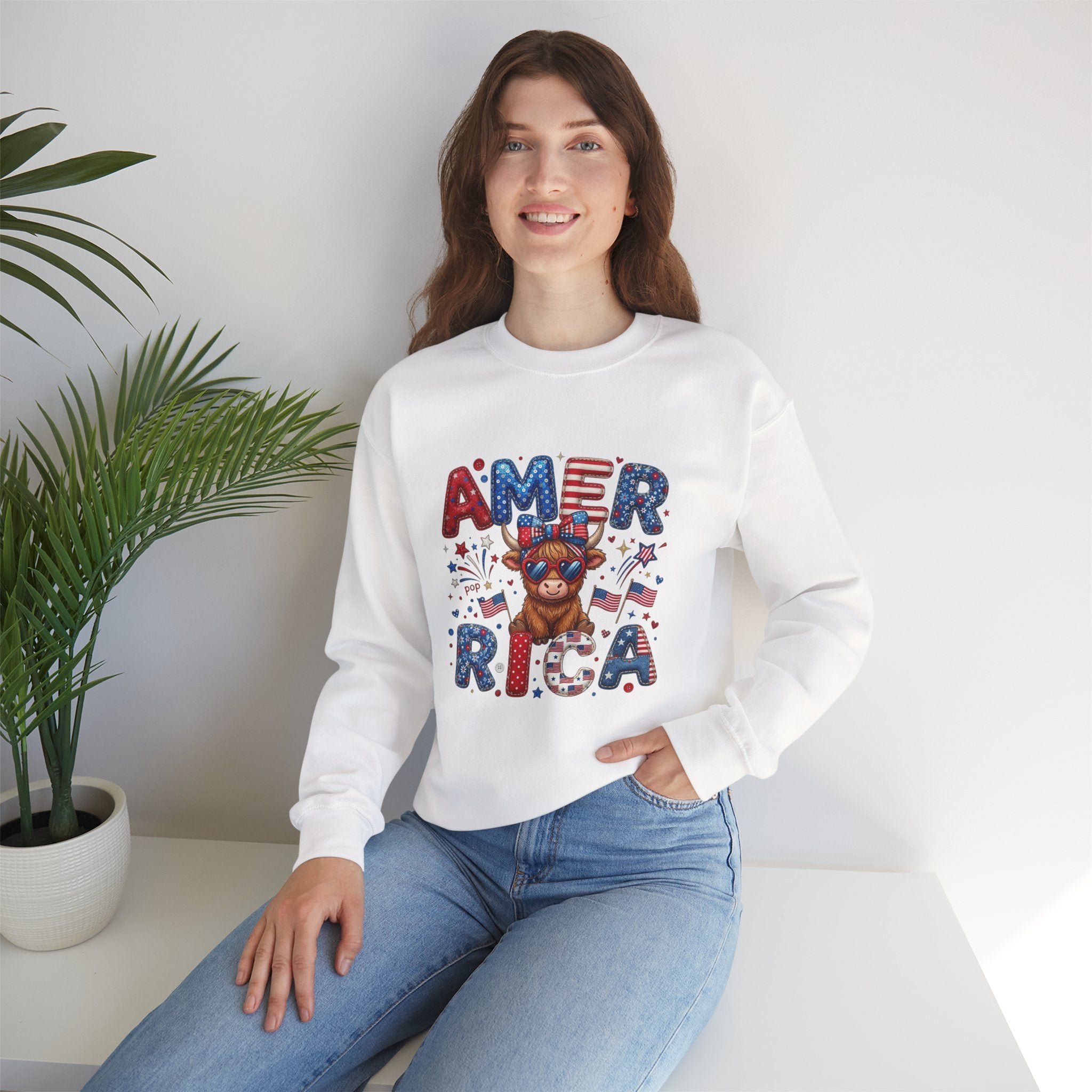 America Bear Crewneck Sweatshirt – Patriotic USA 4th of July Pullover