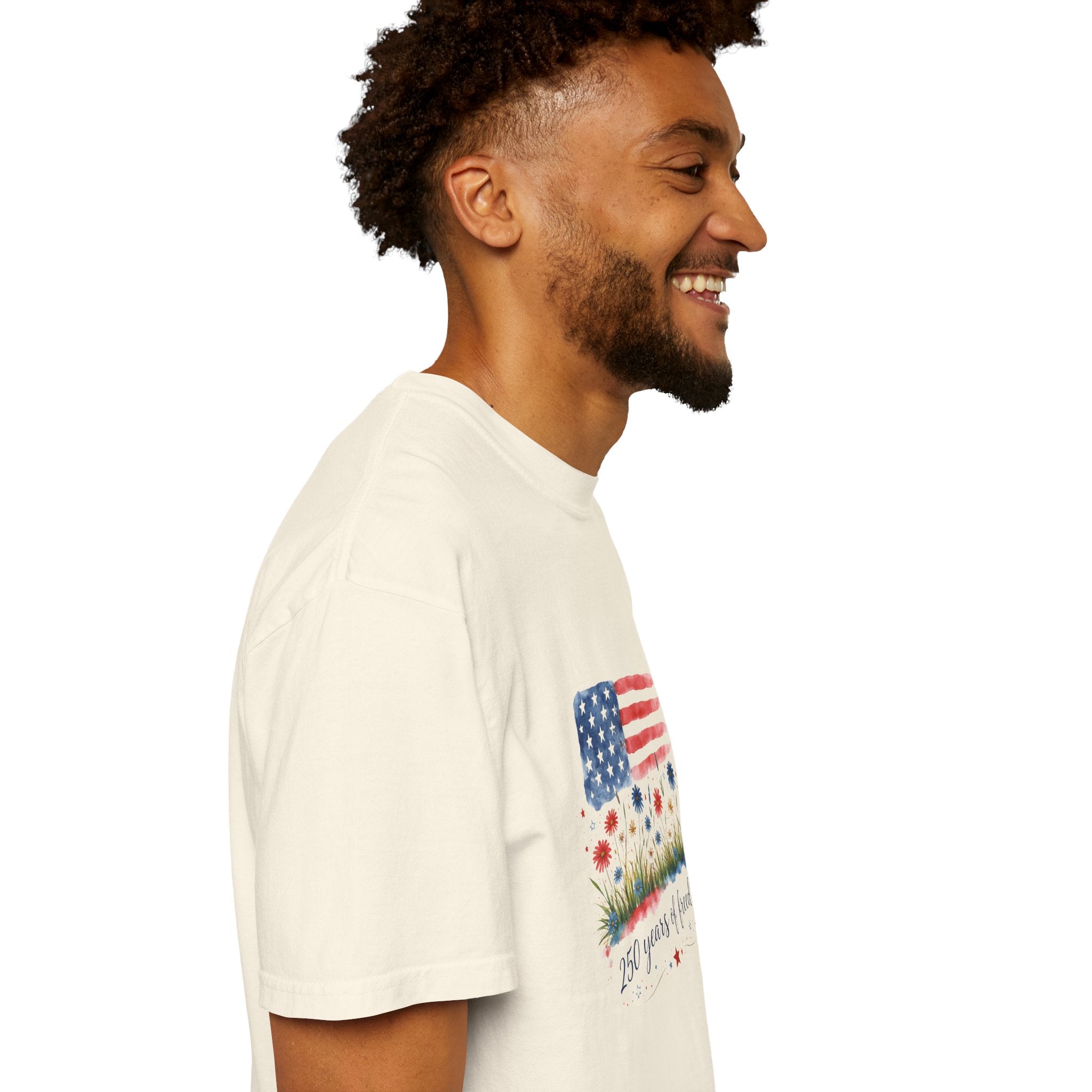 T-Shirt "250 Years of Freedom" American Flag Floral Patriotic Tee