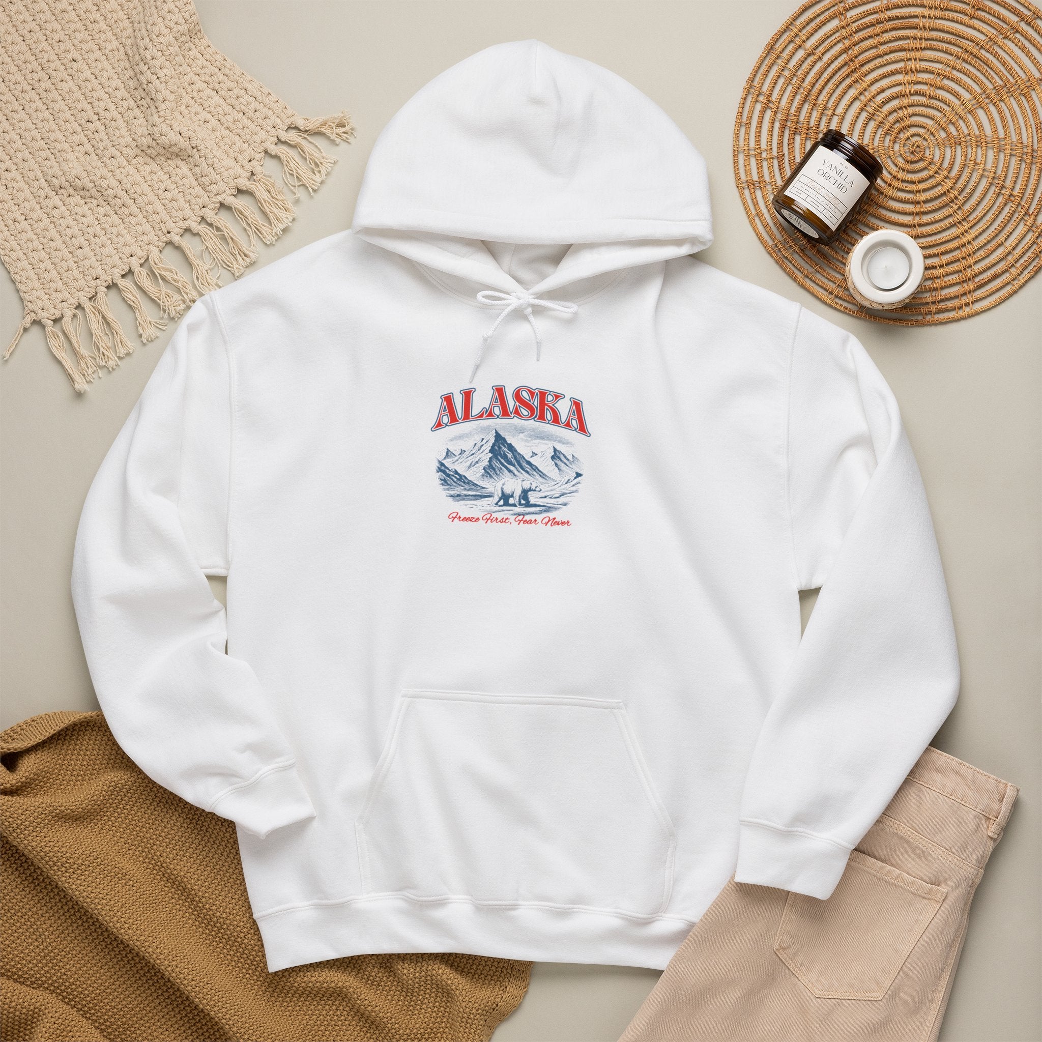 Alaska Mountain Hoodie — Vintage Ski Lodge Graphic