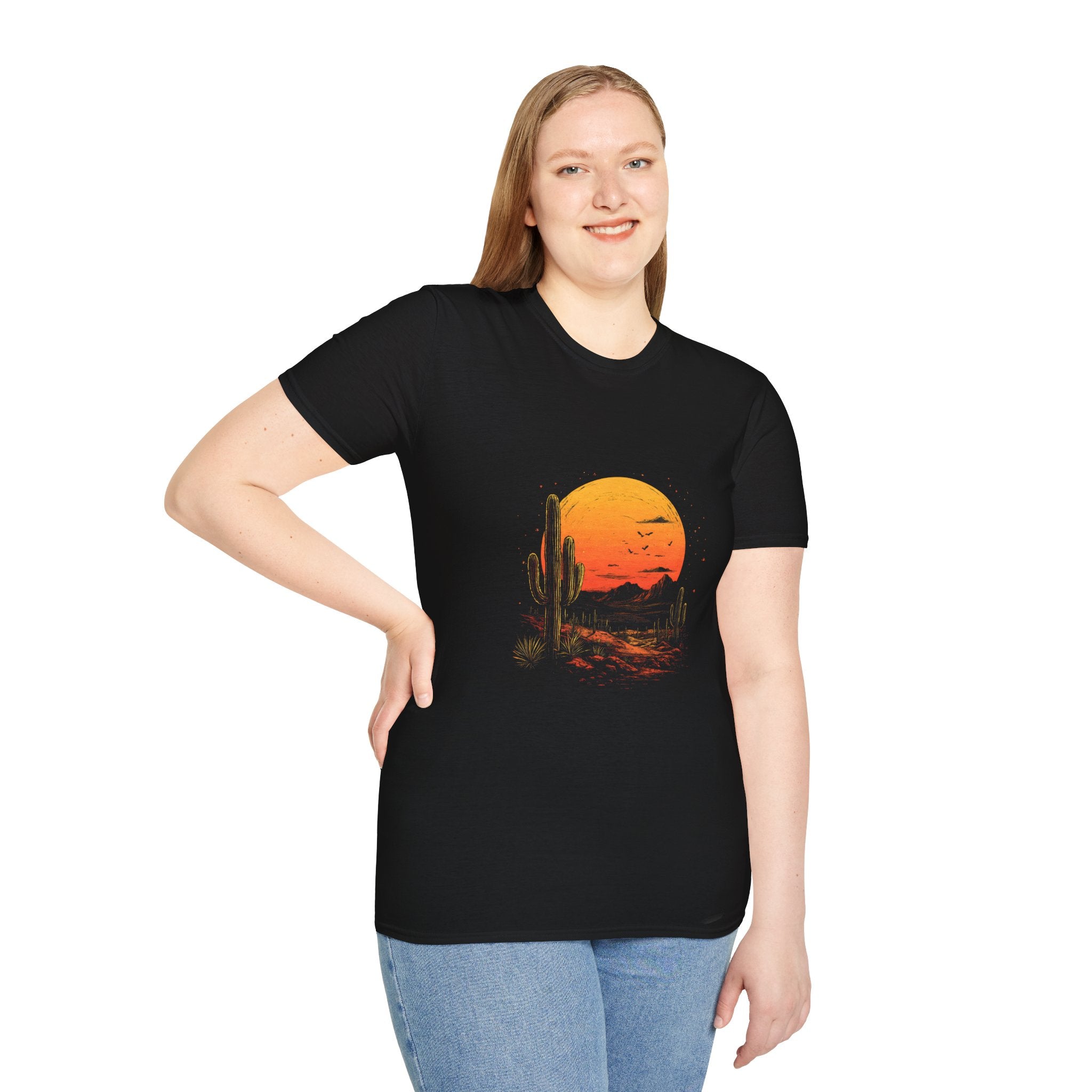 Desert Sunset T-Shirt — Cactus Silhouette Graphic Tee