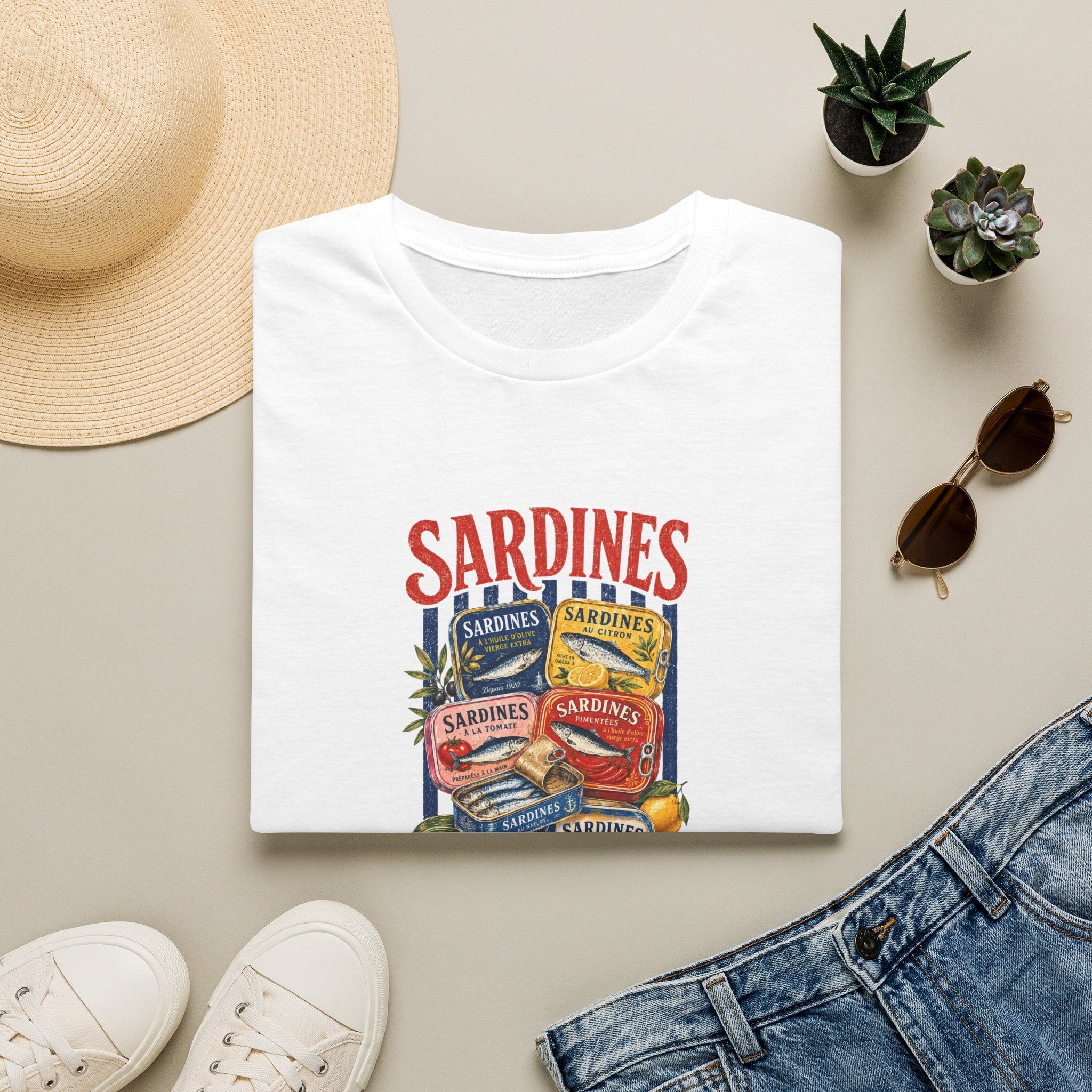 Sardines Vintage Can Graphic T-Shirt — Retro Seafood Label Tee