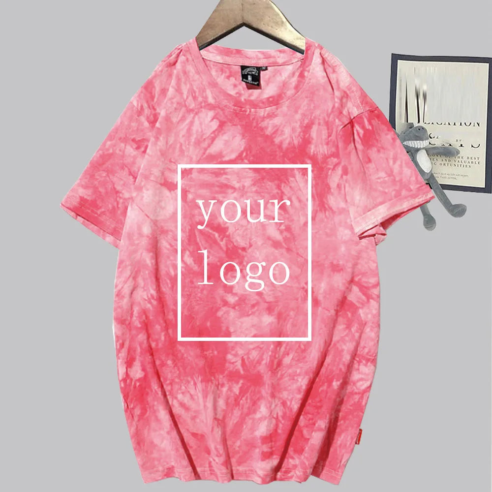 Custom T Shirt Diy Logo Image Print Customized Sportswear Casual Men Women Short Sleeve Tie Dye T-Shirts Tops