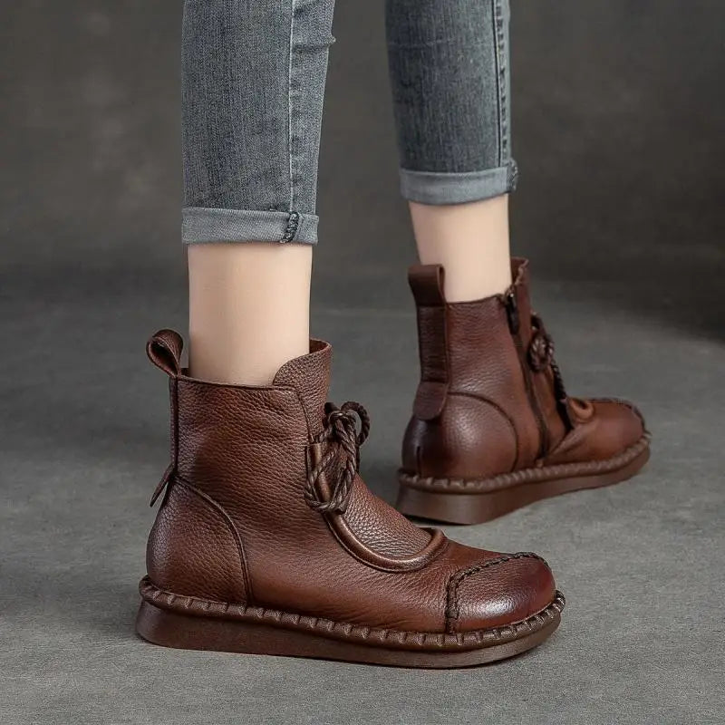 Shoes for Women 2025 Cross-tied Ladies Boot Daily Boots Hot Sale Cotton Shoes Round Toe Comfortable Flat Shoes Women Ankle Boots
