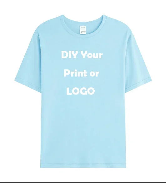 Men's and women's customized T-shirts, 100% pure cotton custom printed shirts, short sleeves, your logo photo, brand text,