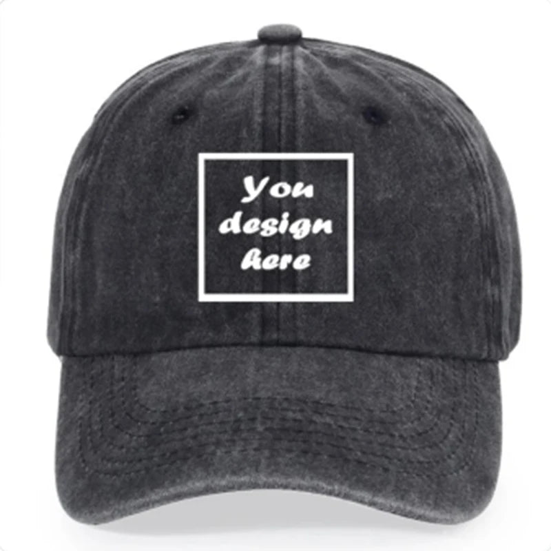 Custom-washed vintage baseball caps made of washable cotton material, breathable. Customized logo for events