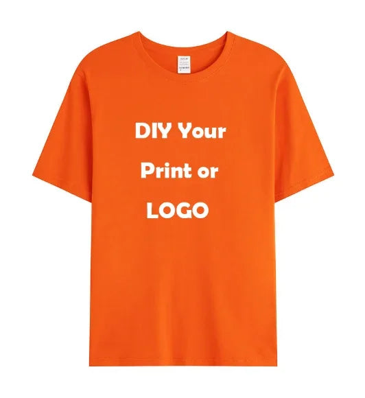 Men's and women's customized T-shirts, 100% pure cotton custom printed shirts, short sleeves, your logo photo, brand text,