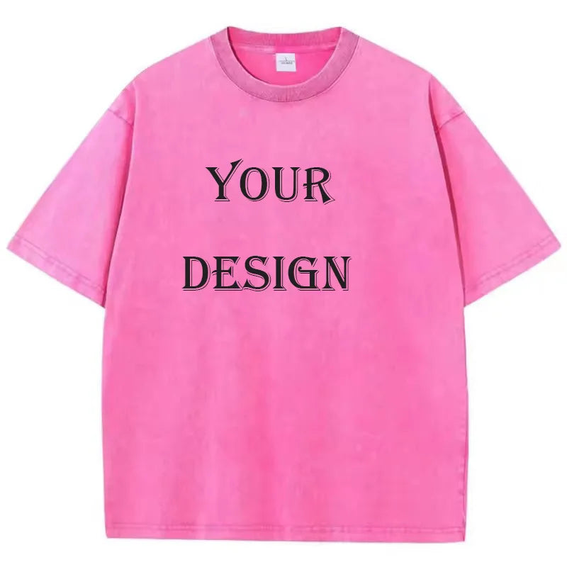 100% Cotton Washed Tshirt Customized Printed T Shirt Retro Top DIY Your Like Photo or Logo T-shirt Fashion Custom Top Unisex