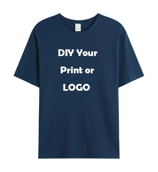 Men's and women's customized T-shirts, 100% pure cotton custom printed shirts, short sleeves, your logo photo, brand text,