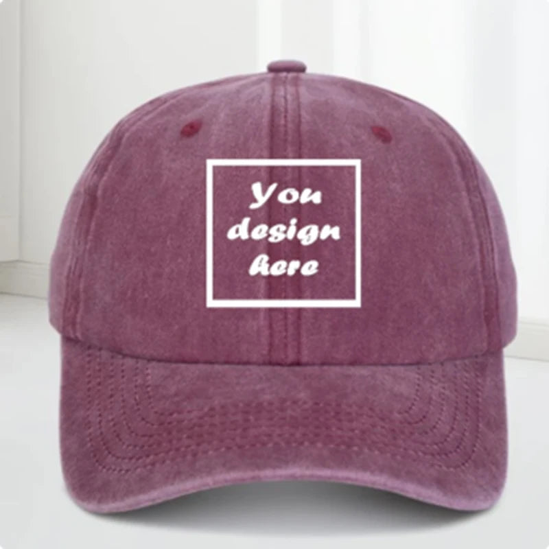 Custom-washed vintage baseball caps made of washable cotton material, breathable. Customized logo for events