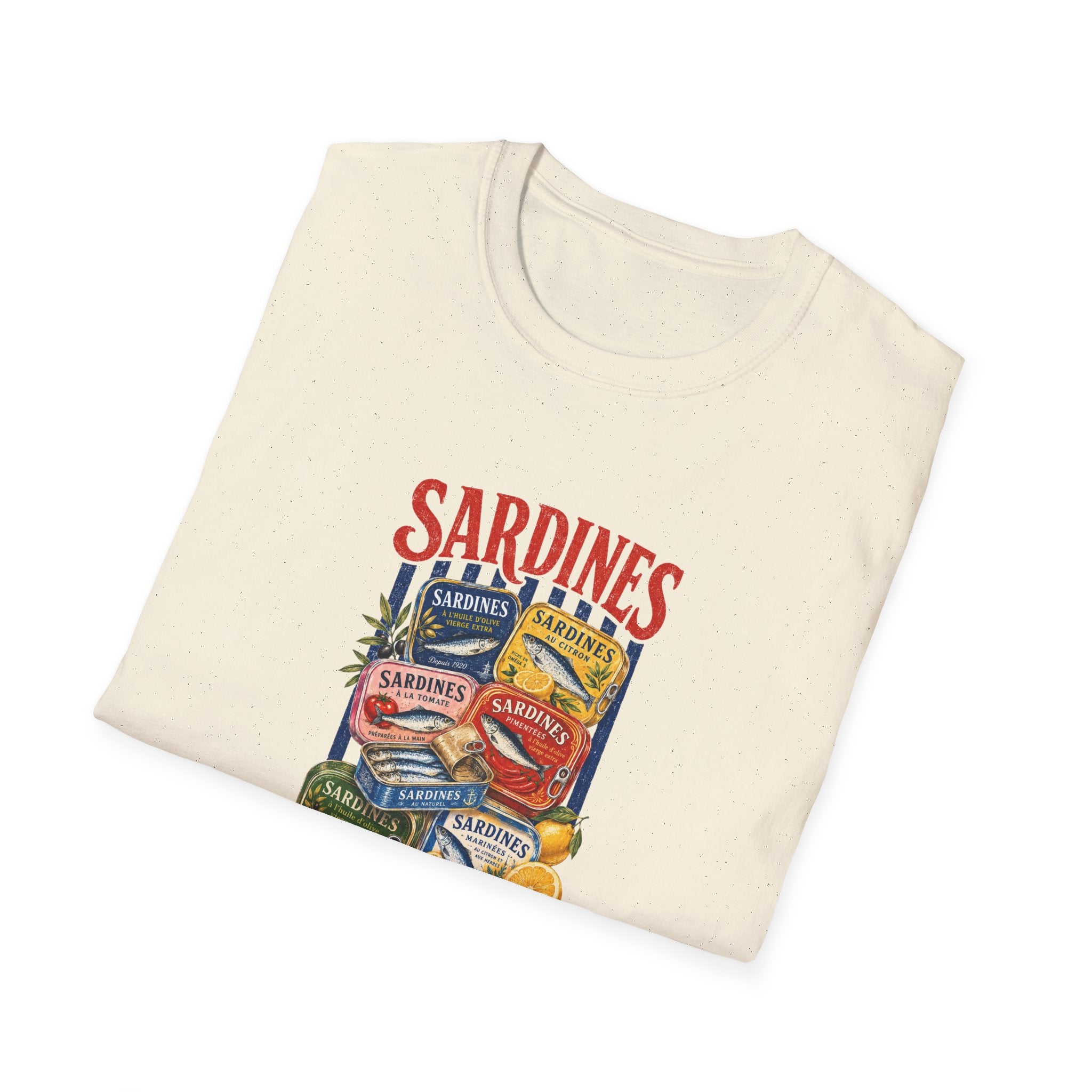 Sardines Vintage Can Graphic T-Shirt — Retro Seafood Label Tee