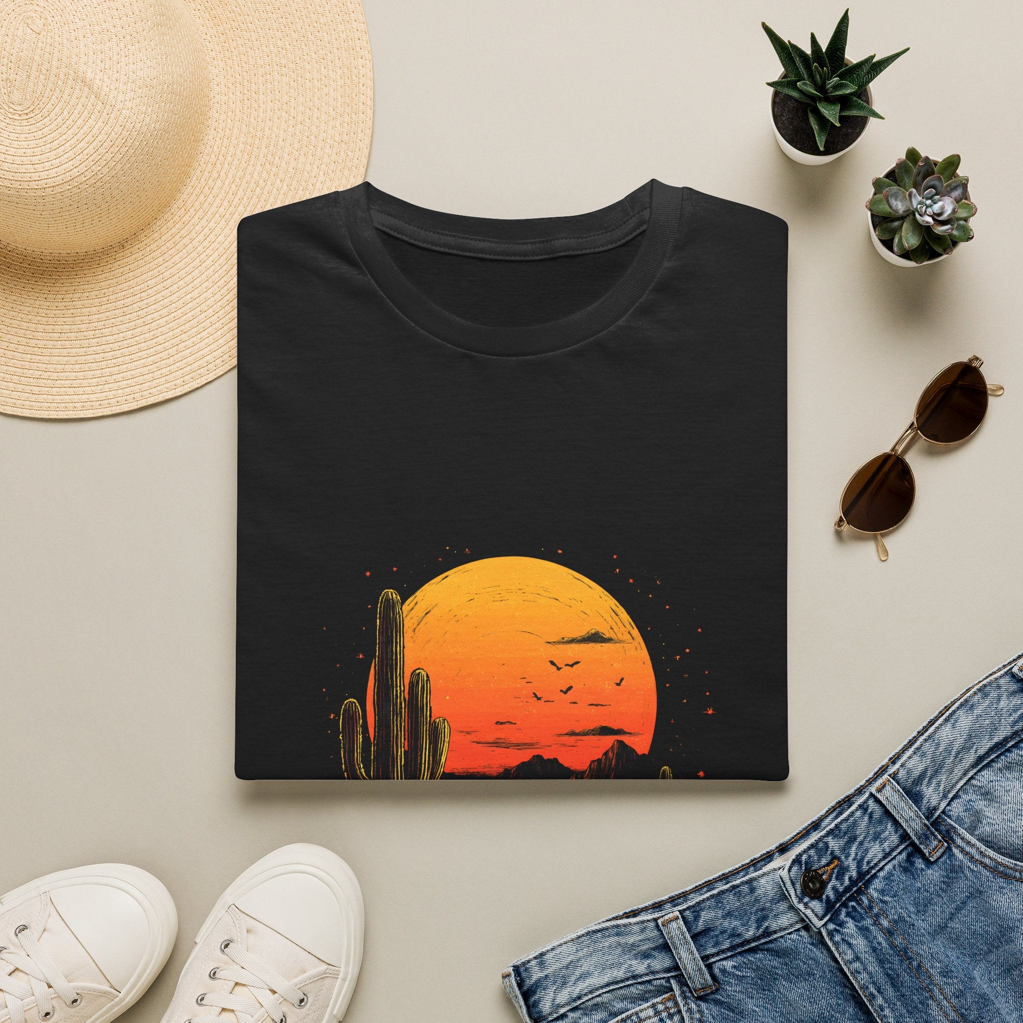 Desert Sunset T-Shirt — Cactus Silhouette Graphic Tee
