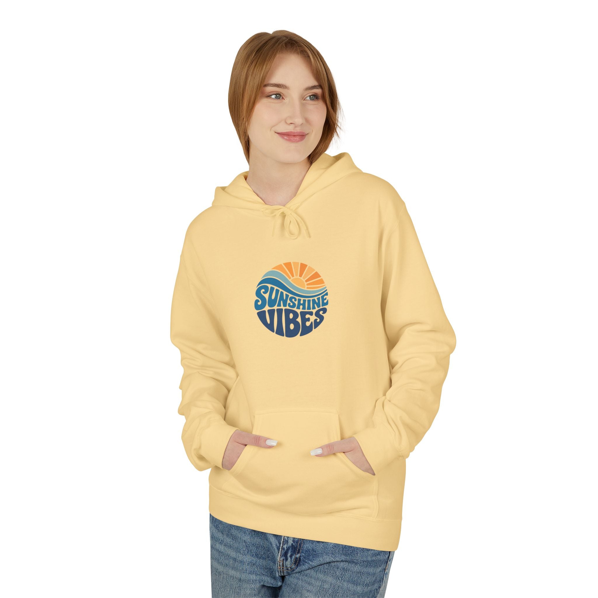 Sunshine Vibes Hoodie — Retro Beach Graphic Pullover