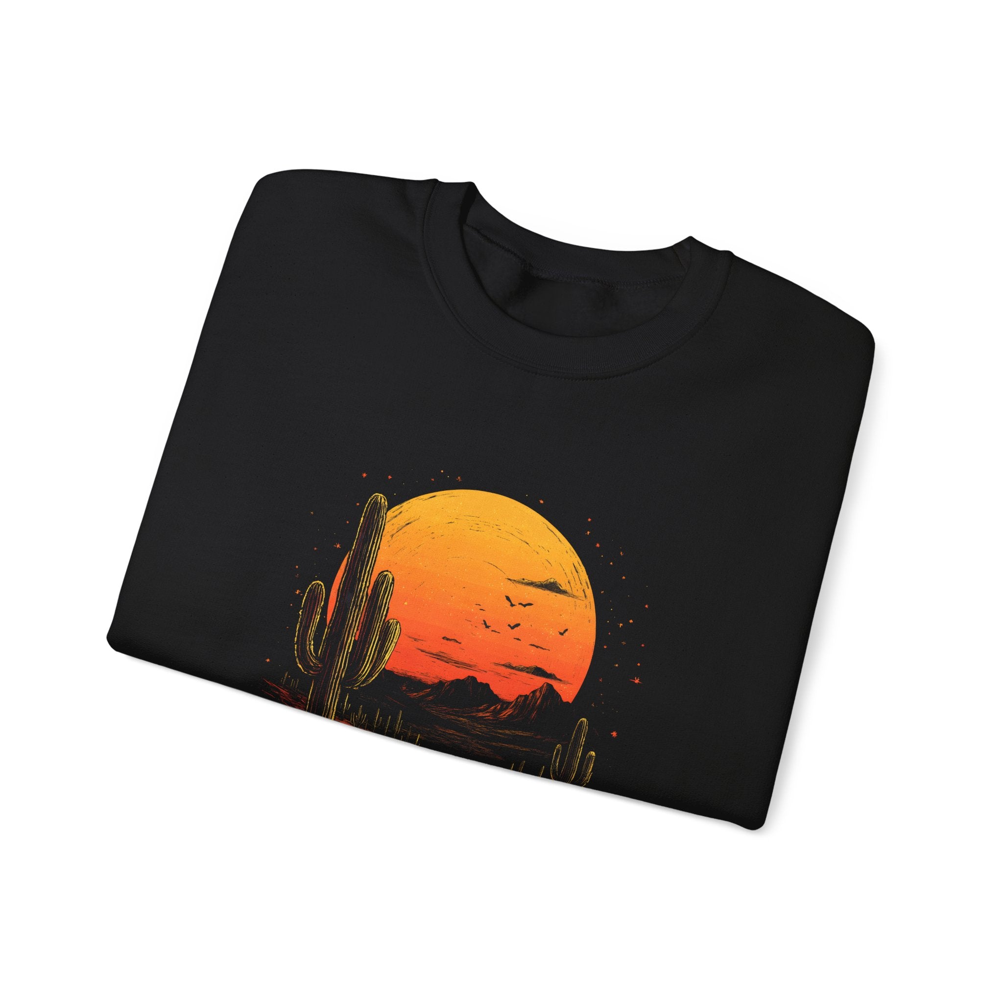 Desert Sunset Crewneck Sweatshirt — Vintage Cactus Moon Graphic