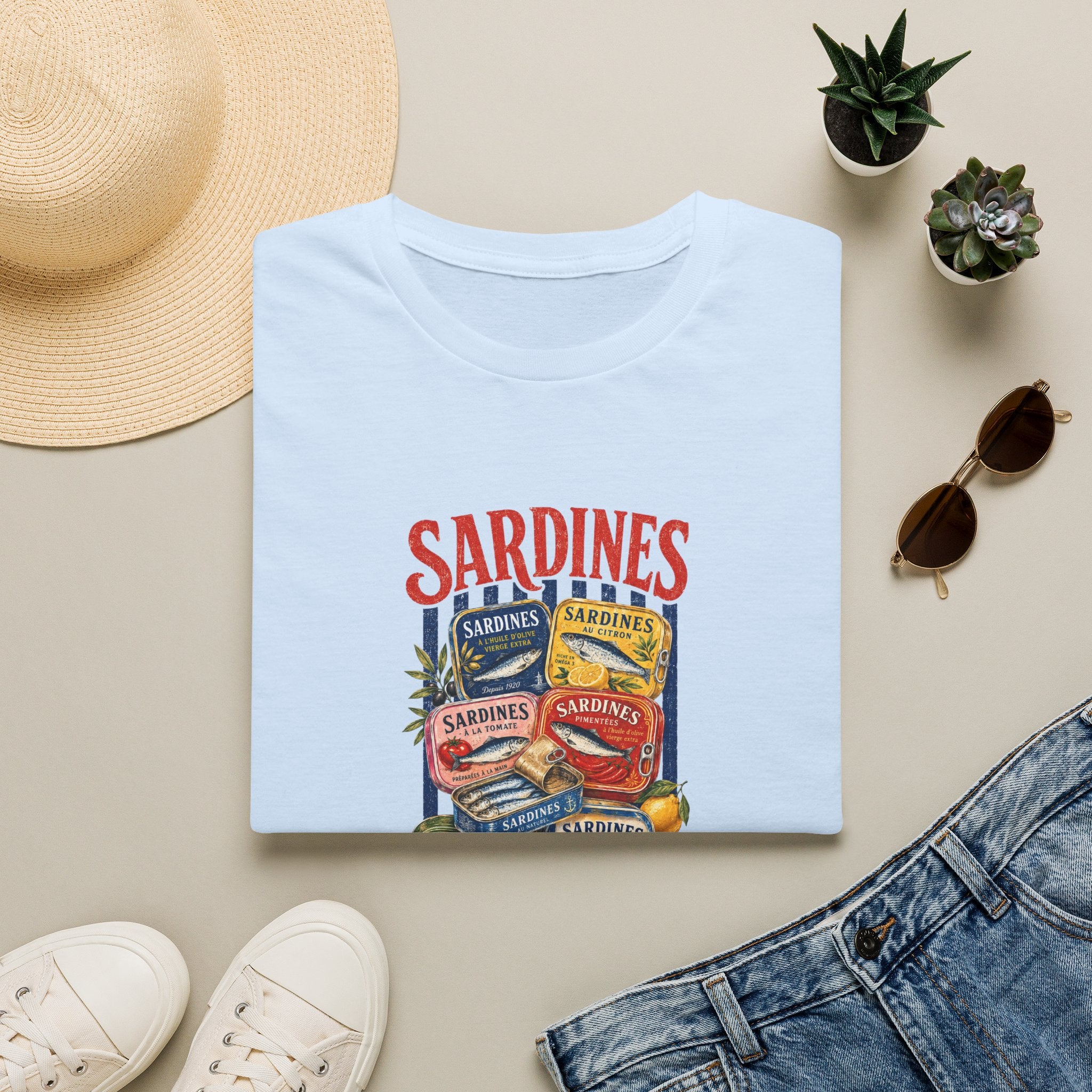 Sardines Vintage Can Graphic T-Shirt — Retro Seafood Label Tee