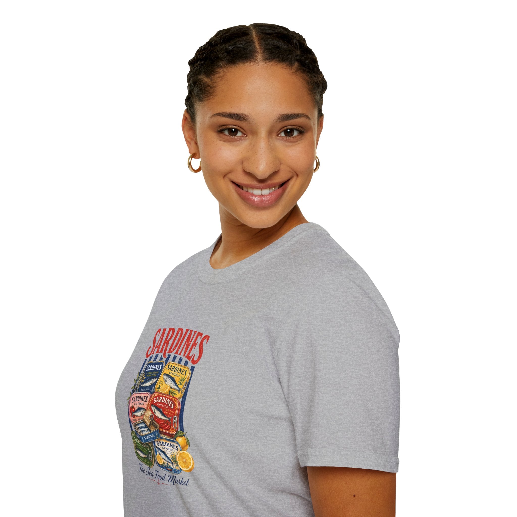 Sardines Vintage Can Graphic T-Shirt — Retro Seafood Label Tee