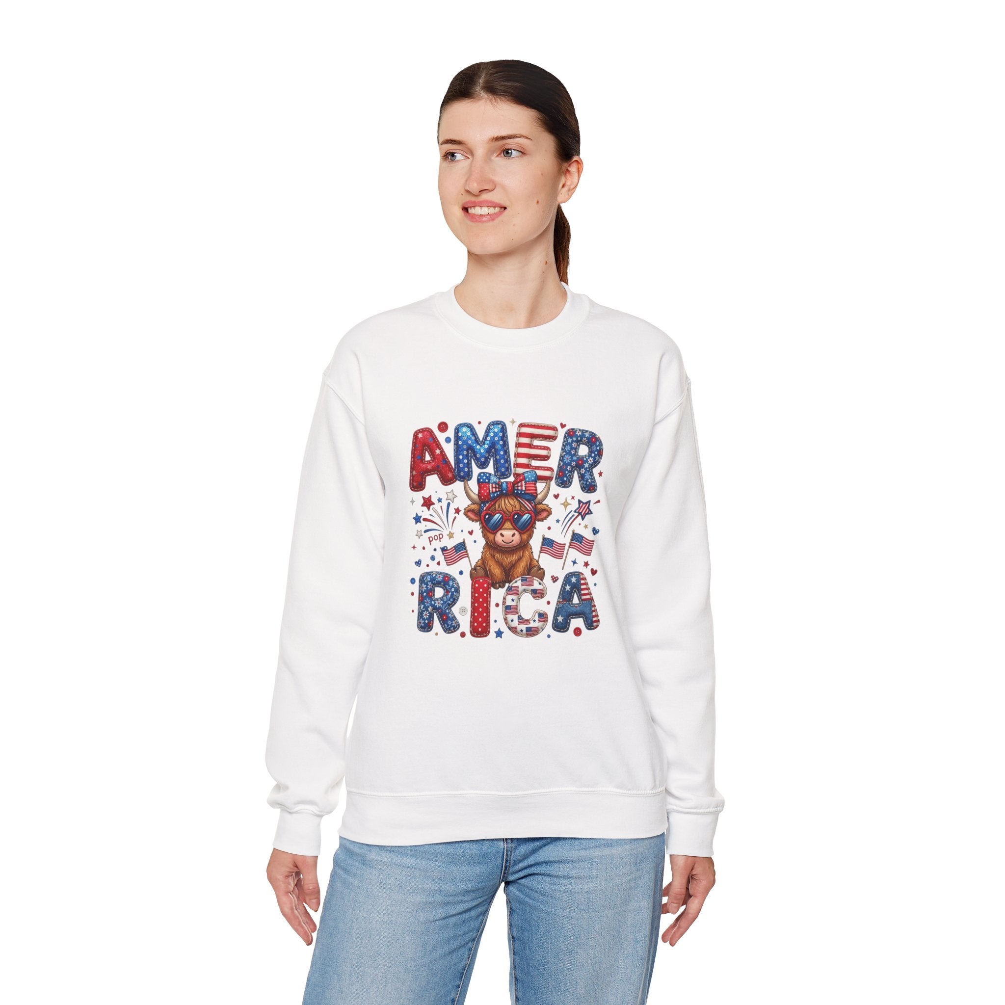 America Bear Crewneck Sweatshirt – Patriotic USA 4th of July Pullover