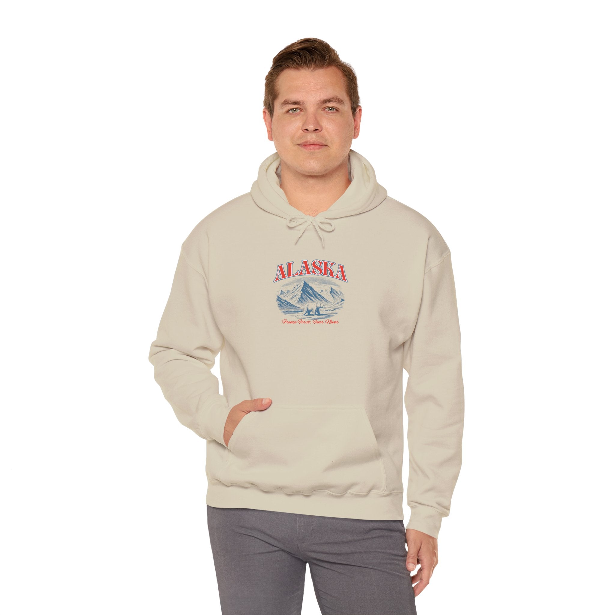 Alaska Mountain Hoodie — Vintage Ski Lodge Graphic