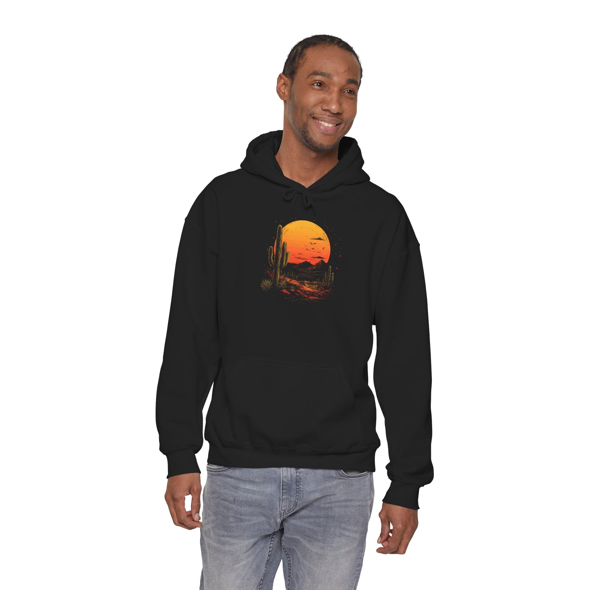 Desert Sunset Hoodie — Cactus Southwestern Landscape Pullover