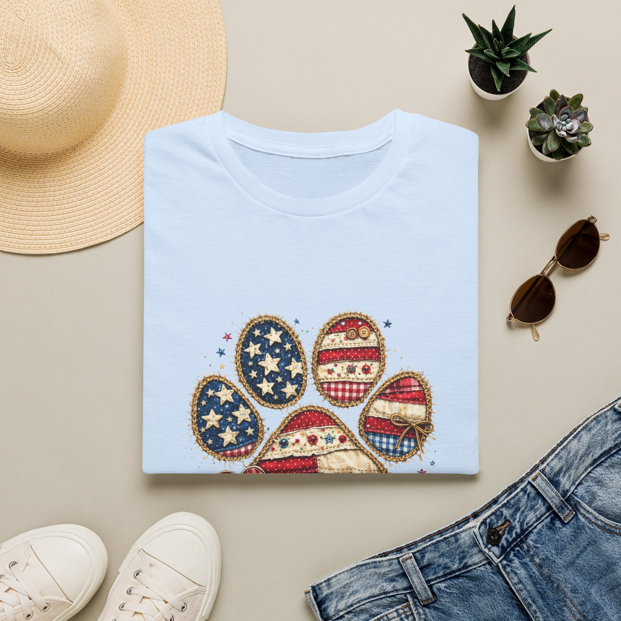 Patriotic Paw Print T-Shirt — "Love" American Flag Dog Paw Tee