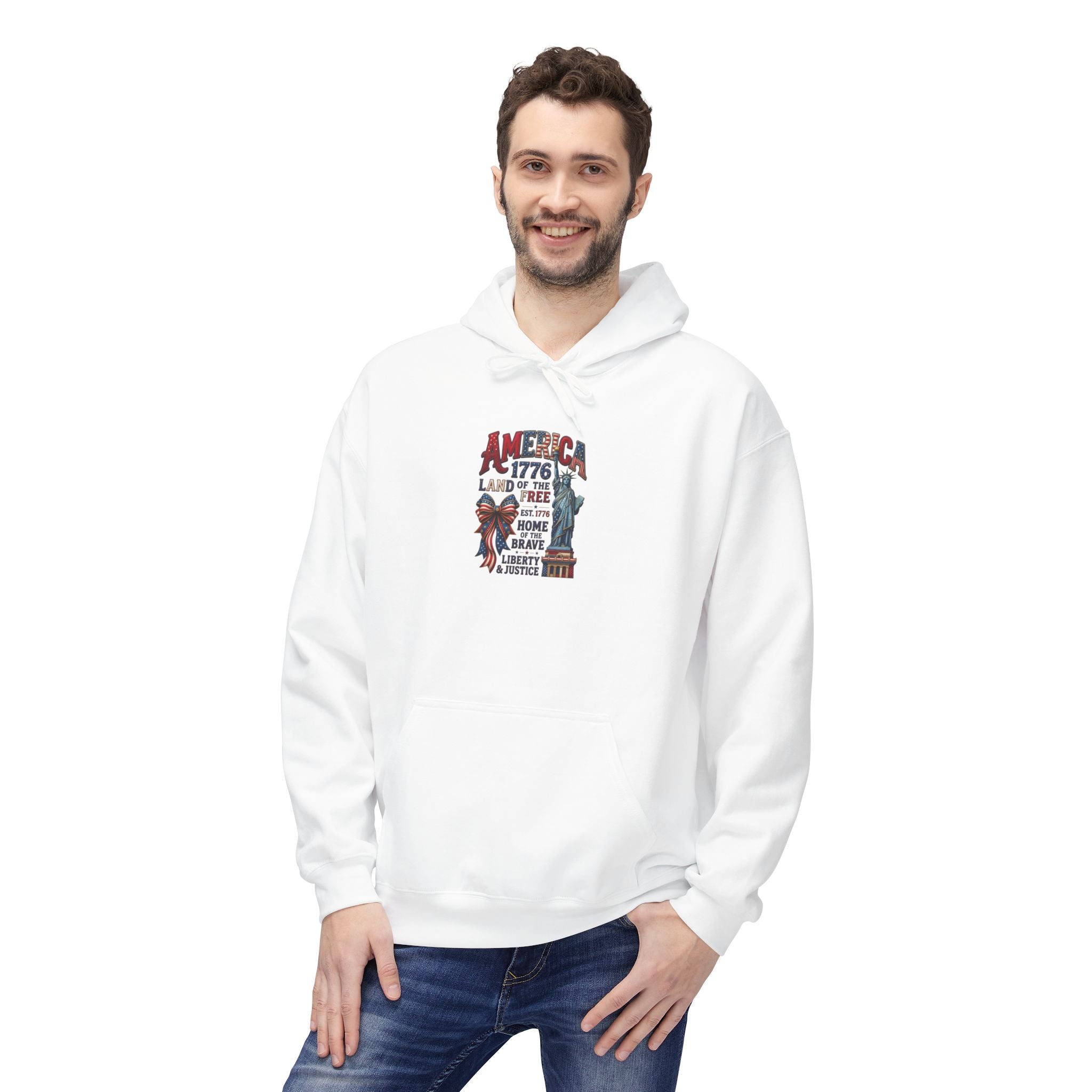 America Since 1776 Hoodie – Patriotic Statue of Liberty & Eagle Graphic