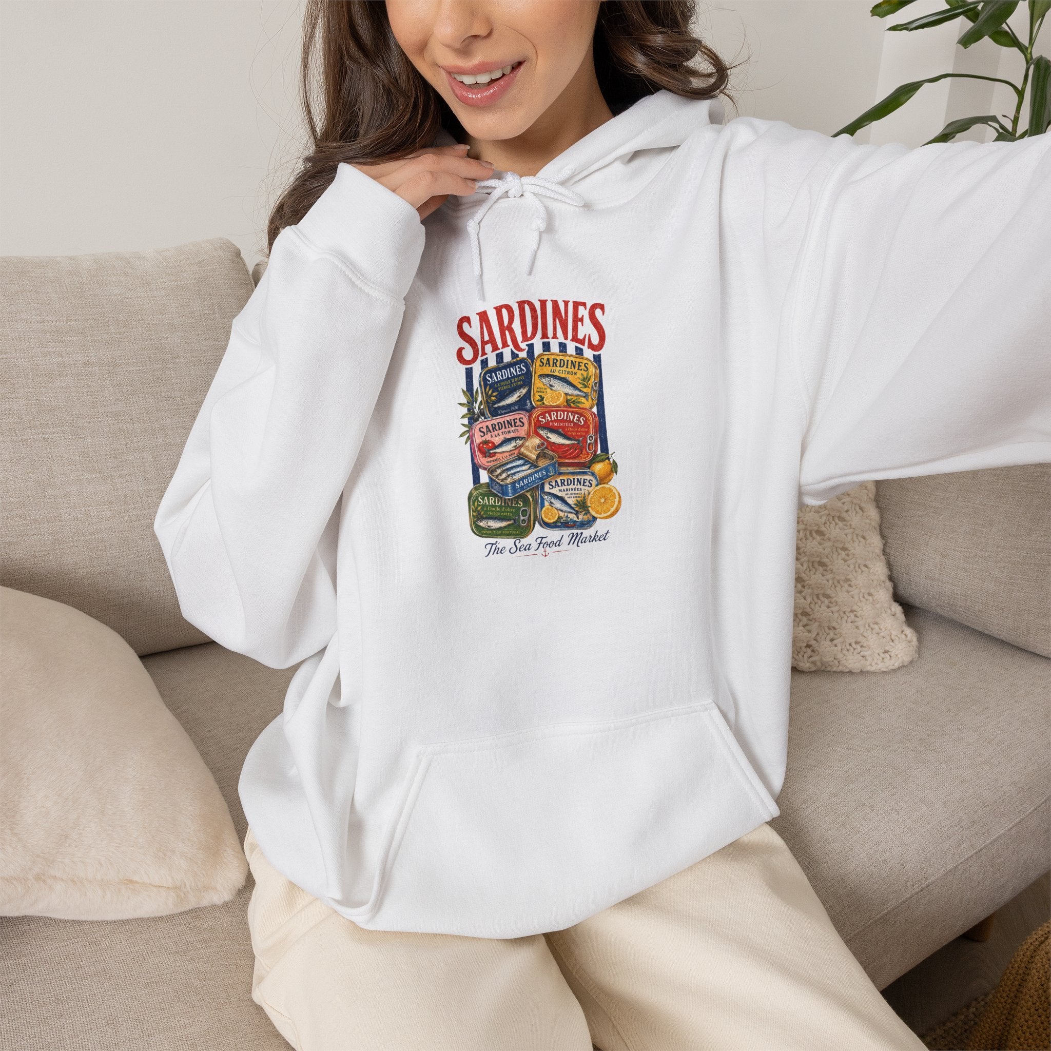 Sardines Vintage Seafood Graphic Hoodie