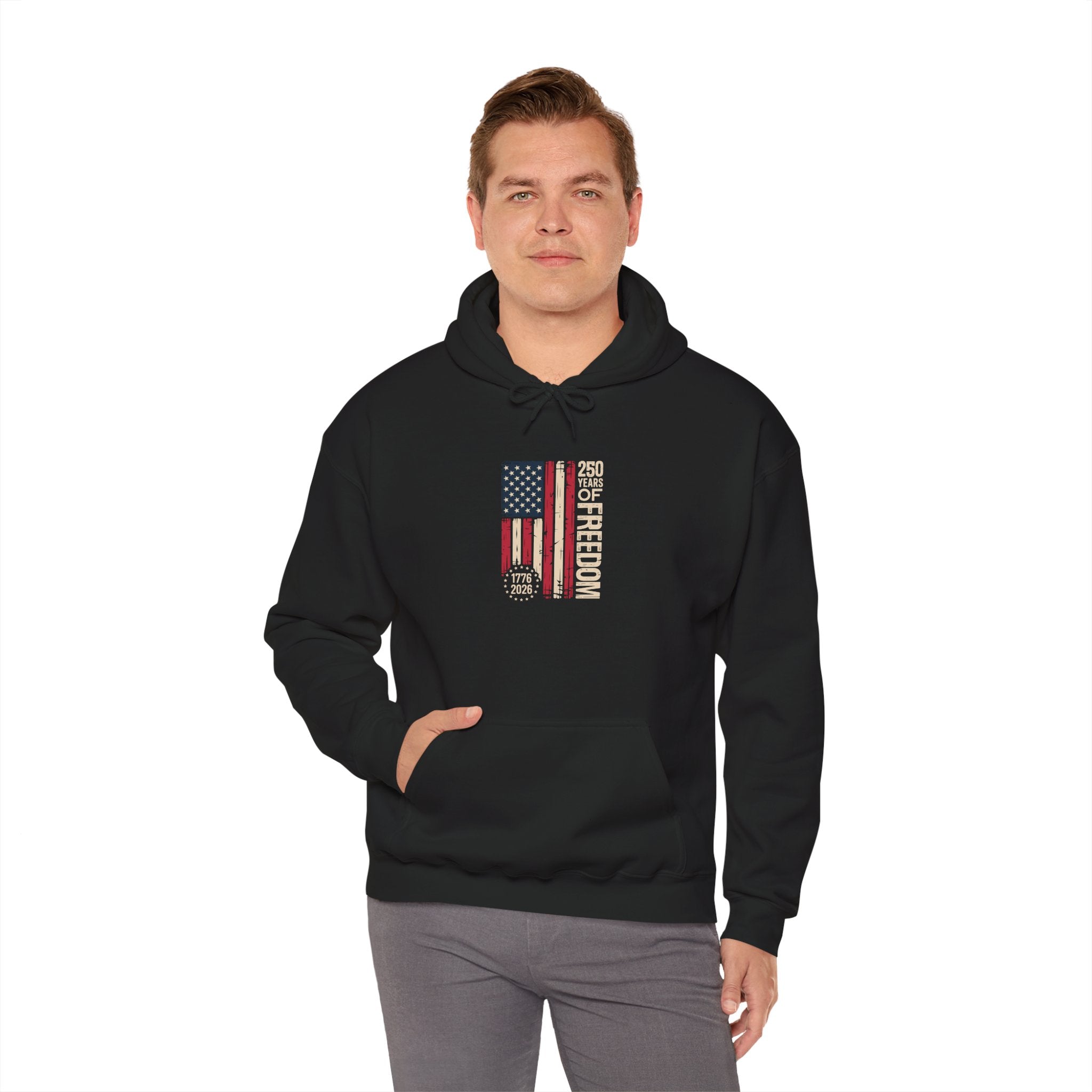 Freedom Flag Hoodie - 250 Years of Freedom Patriotic American Flag Sweatshirt
