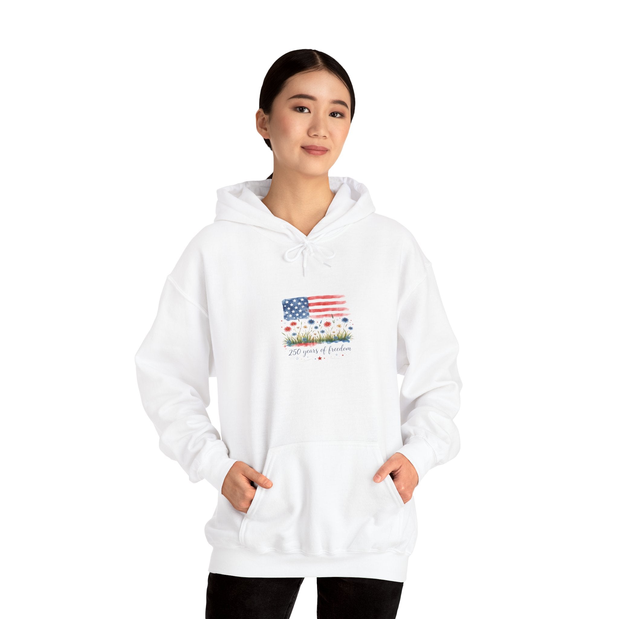 Hoodie — American Flag Wildflower 'Land of Freedom' Graphic