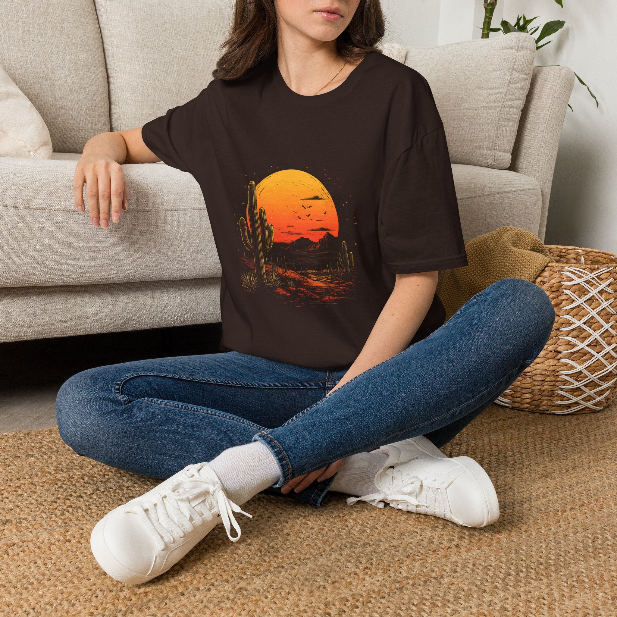 Desert Sunset T-Shirt — Cactus Silhouette Graphic Tee