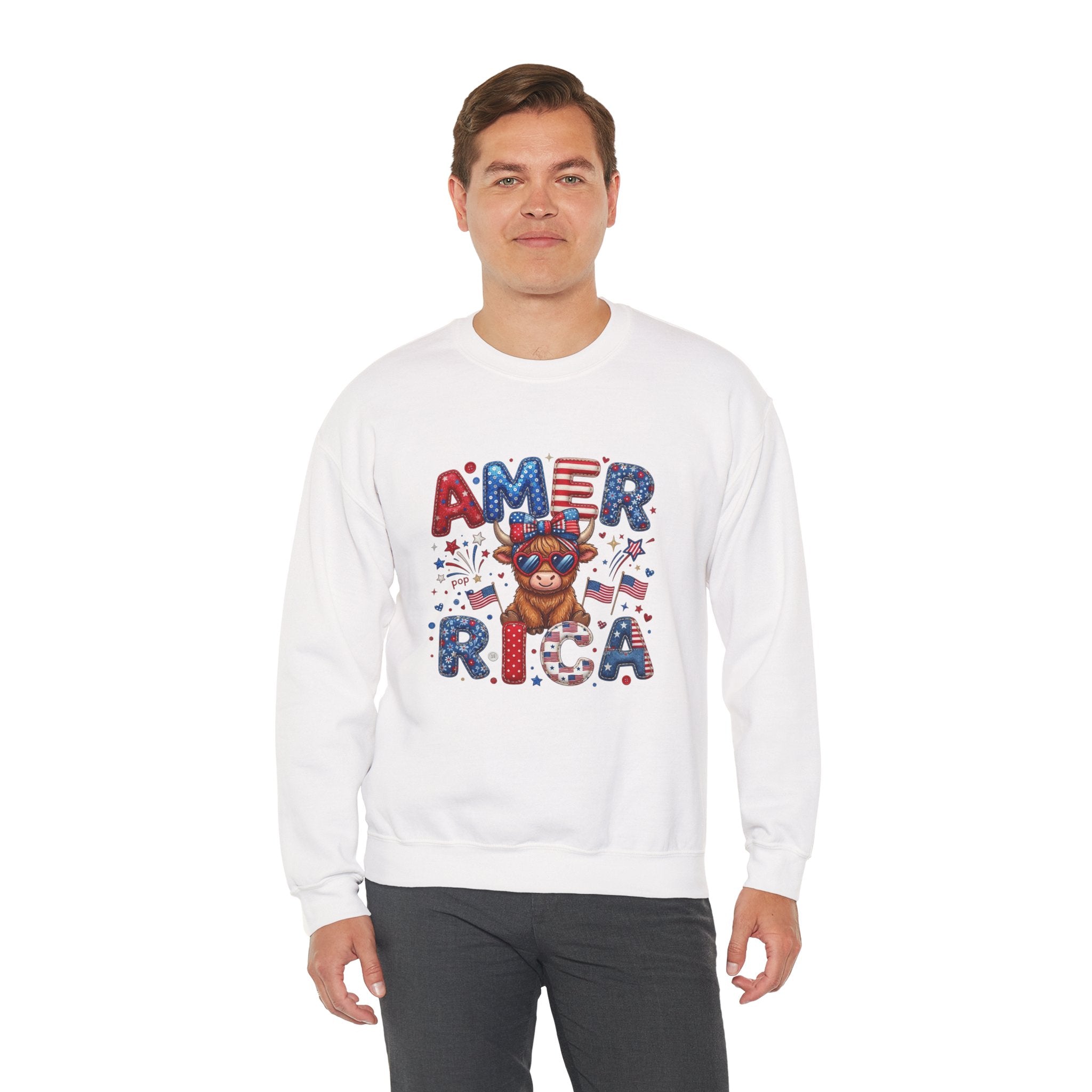 America Bear Crewneck Sweatshirt – Patriotic USA 4th of July Pullover