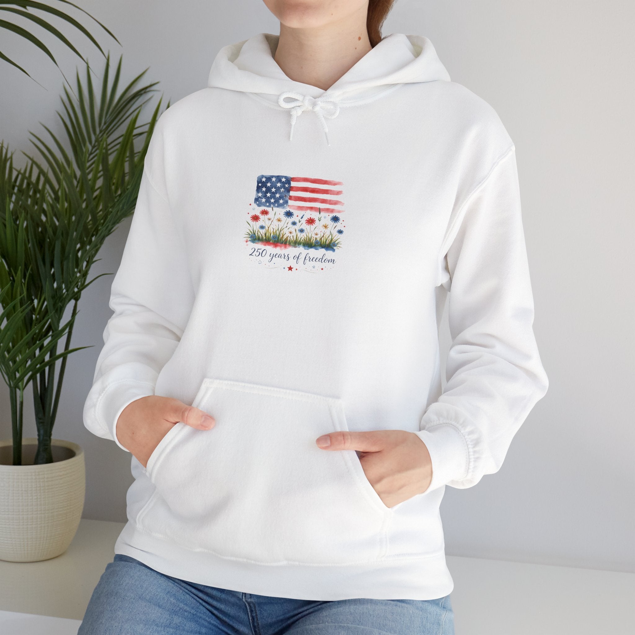 Hoodie — American Flag Wildflower 'Land of Freedom' Graphic