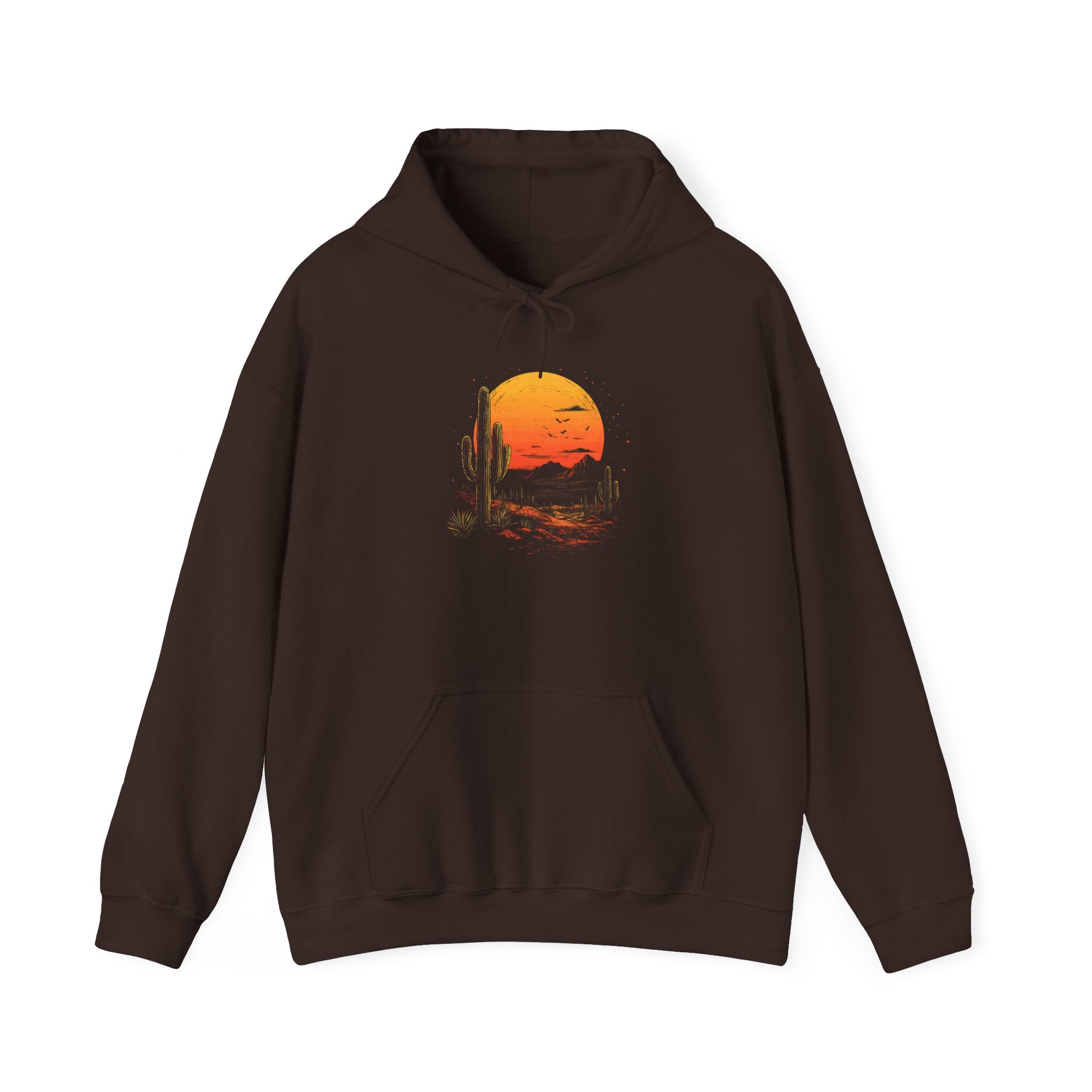 Desert Sunset Hoodie — Cactus Southwestern Landscape Pullover