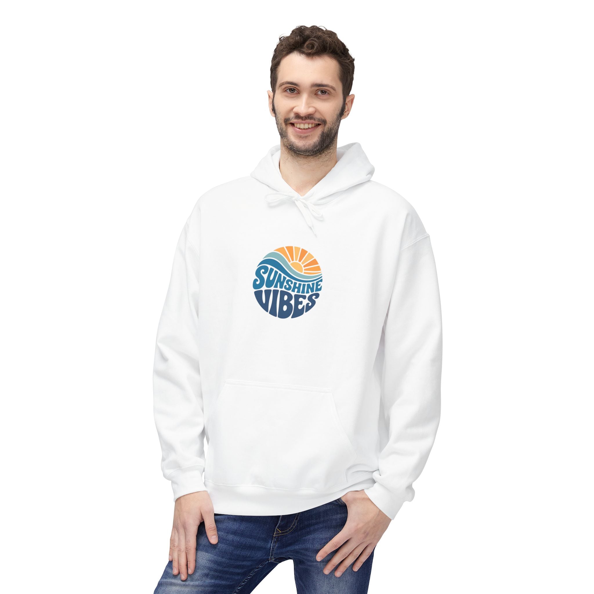 Sunshine Vibes Hoodie — Retro Beach Graphic Pullover