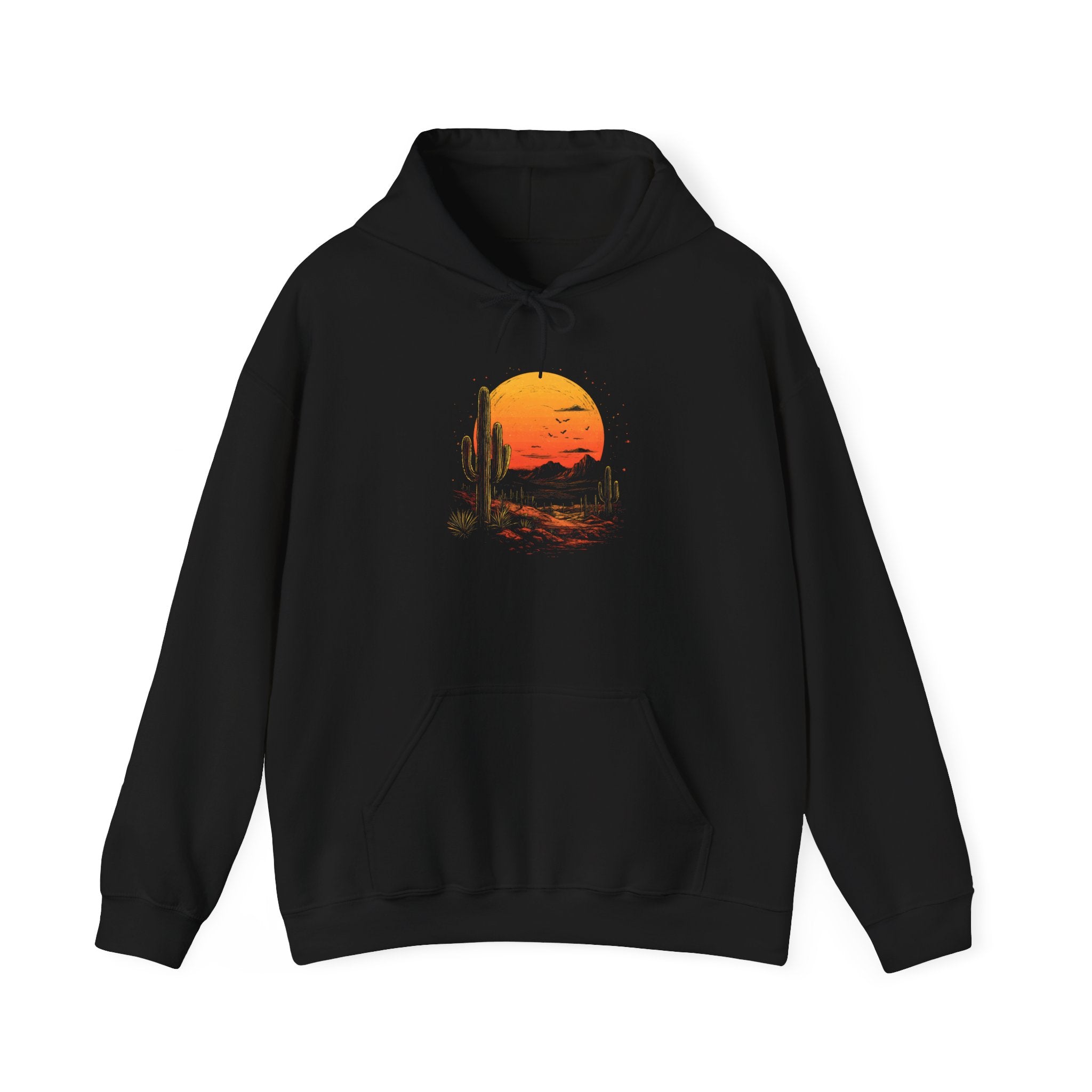 Desert Sunset Hoodie — Cactus Southwestern Landscape Pullover