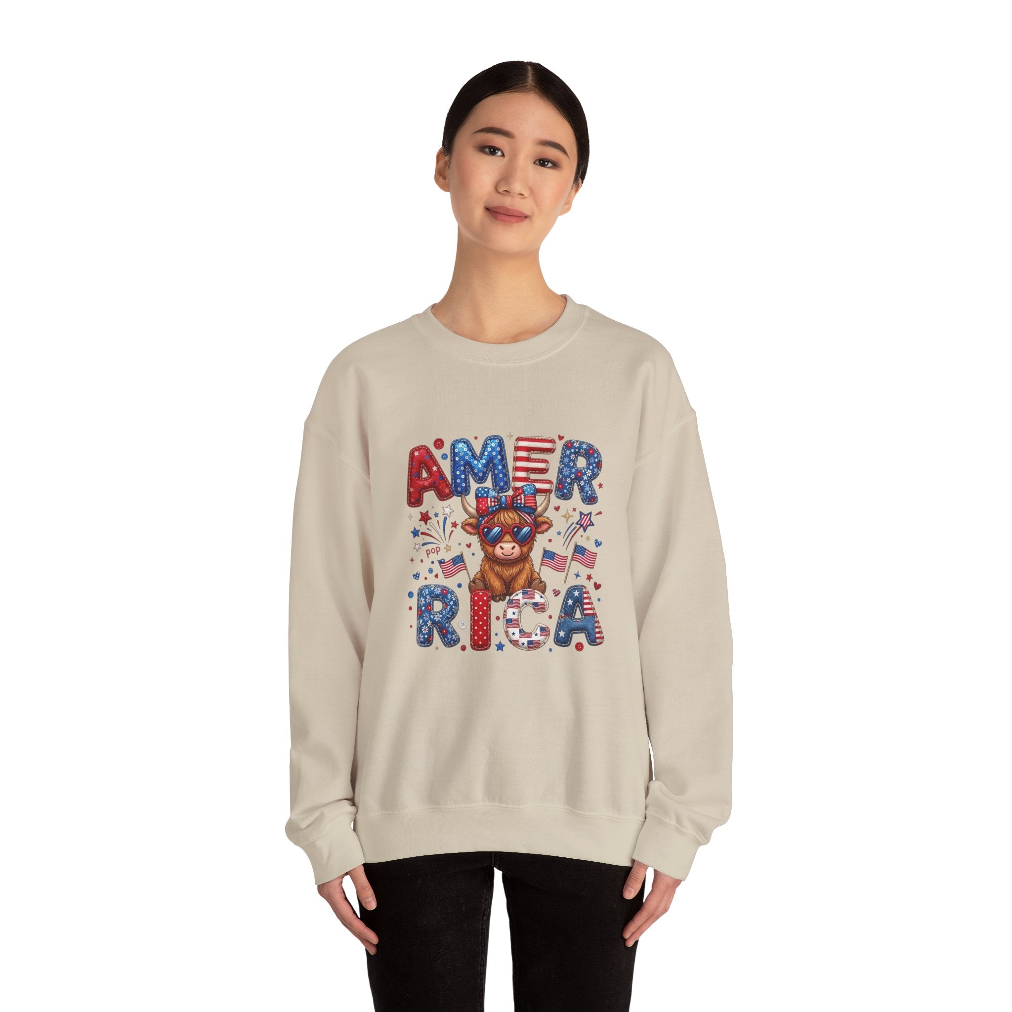 America Bear Crewneck Sweatshirt – Patriotic USA 4th of July Pullover