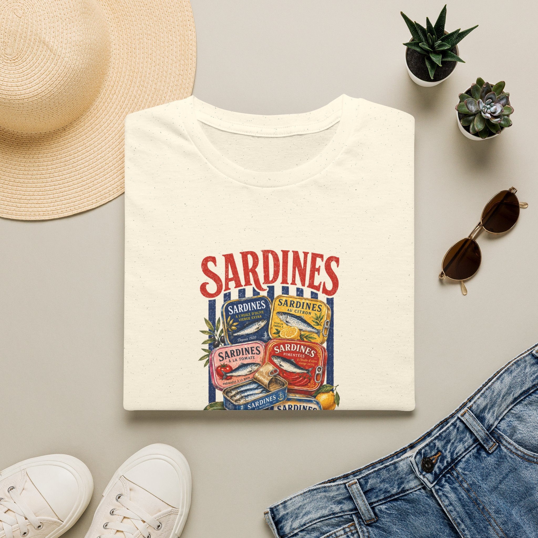 Sardines Vintage Can Graphic T-Shirt — Retro Seafood Label Tee