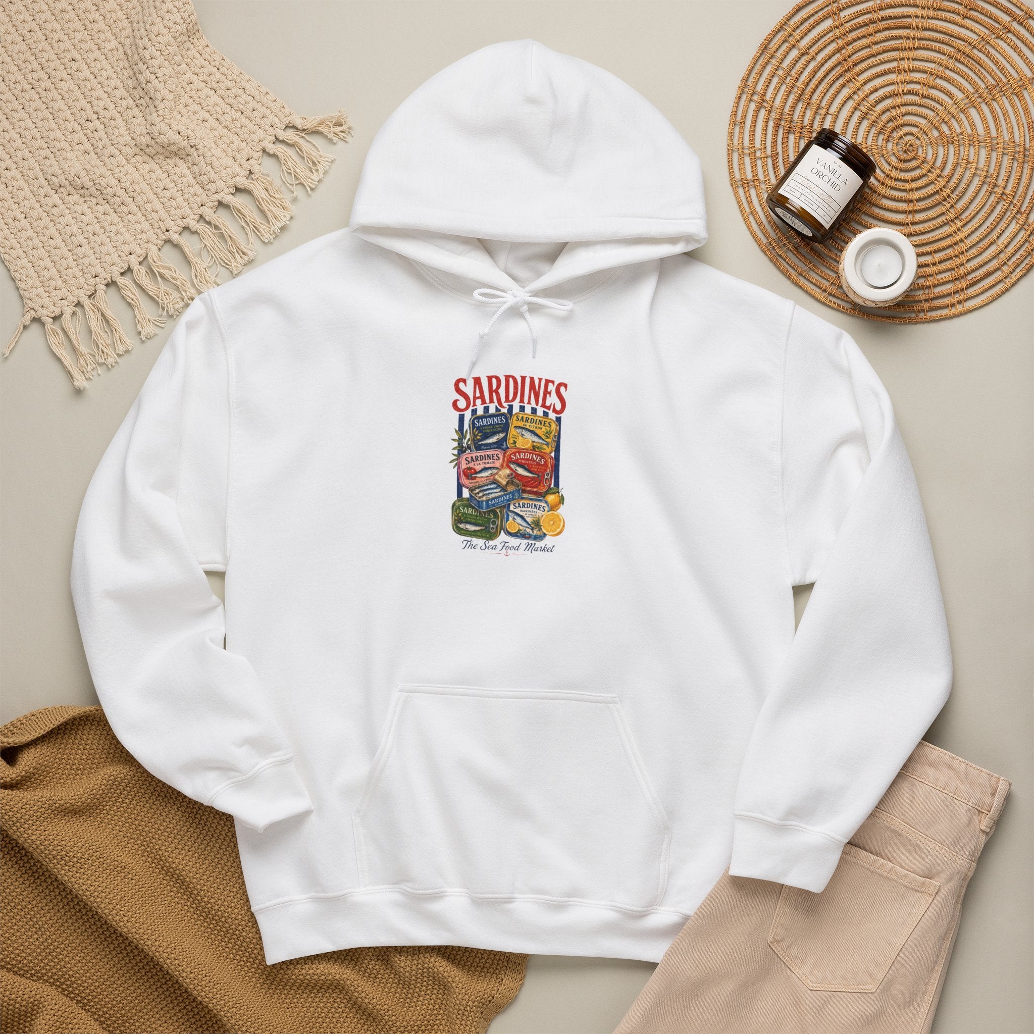 Sardines Vintage Seafood Graphic Hoodie