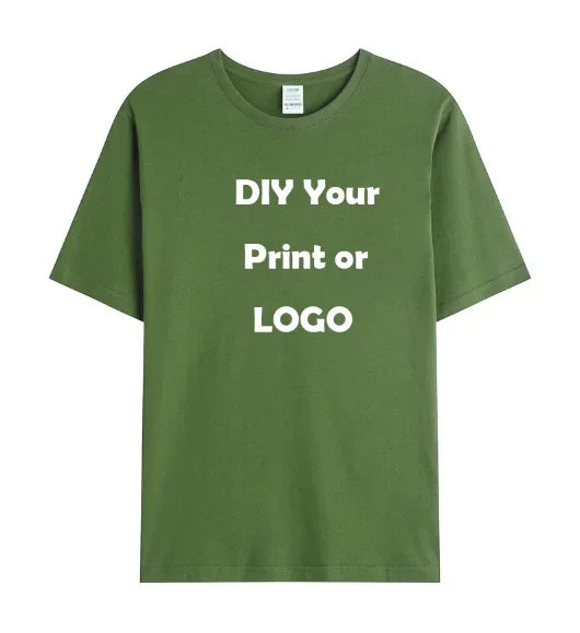 Men's and women's customized T-shirts, 100% pure cotton custom printed shirts, short sleeves, your logo photo, brand text,