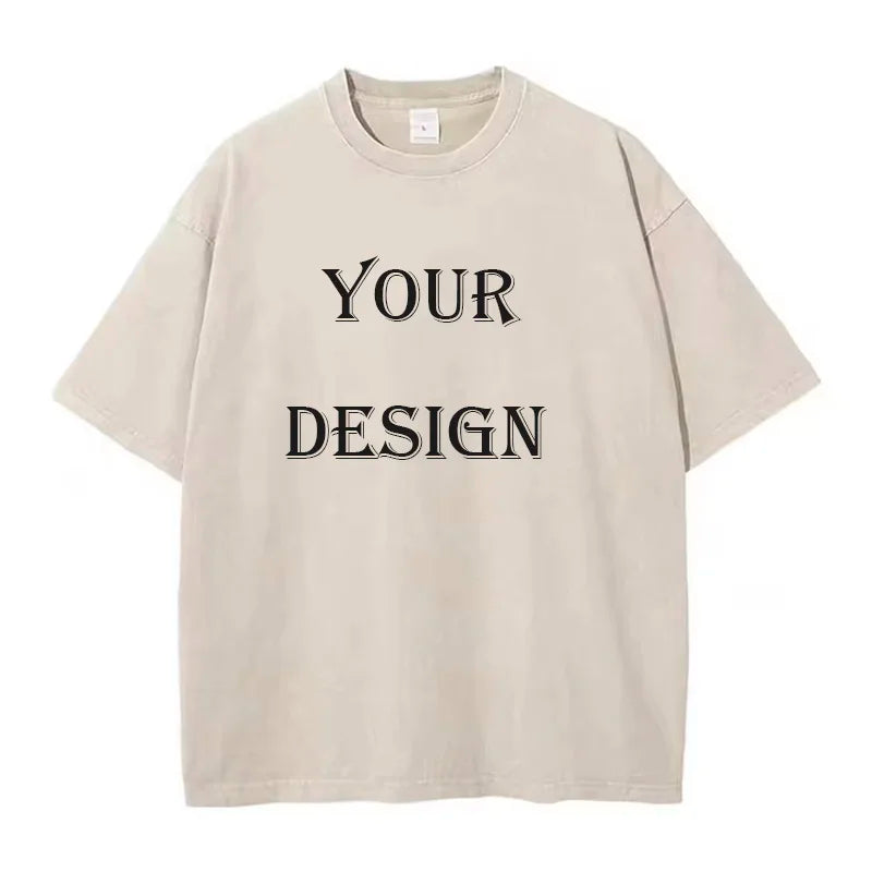 100% Cotton Washed Tshirt Customized Printed T Shirt Retro Top DIY Your Like Photo or Logo T-shirt Fashion Custom Top Unisex