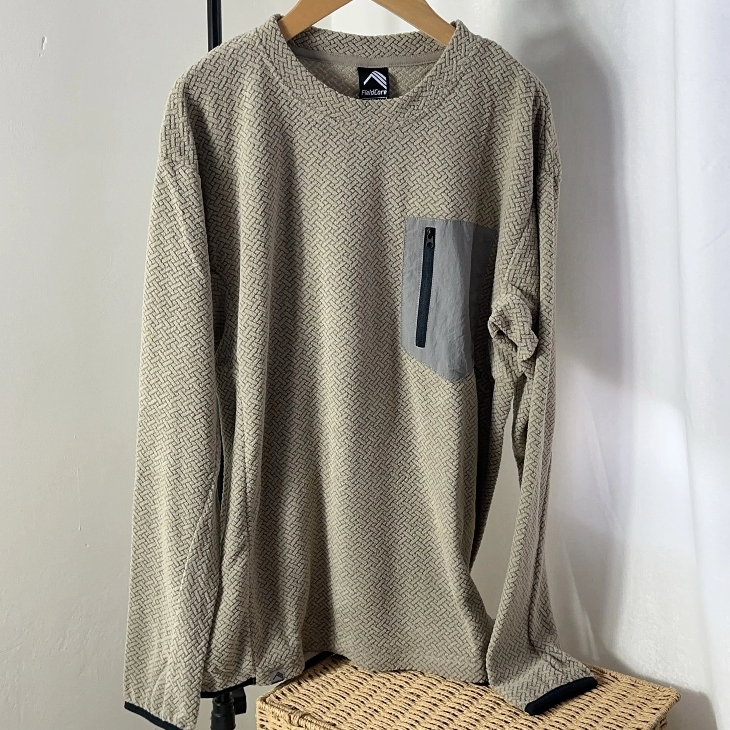 Original Men's Hoodie Sweatshirt Casual Leisure Top Polyester Fiber Warmth Youth Style round Neck with Chest Pocket Unisex
