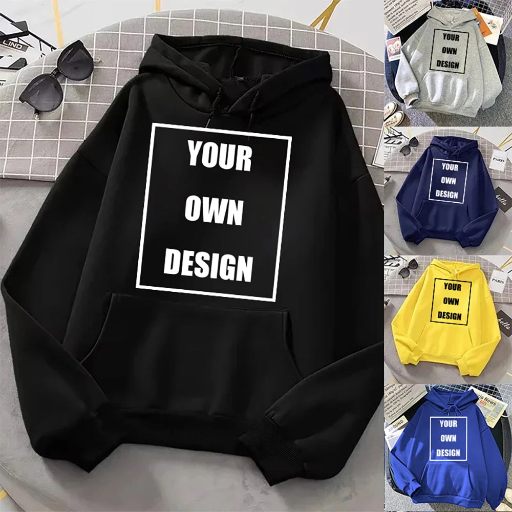 Sweatshirt Custom Graphic Logo Colour Hoodies Vintage Loose Clothing Fashion All-match  Hoody Unisex  Autumn Warm Pullovers