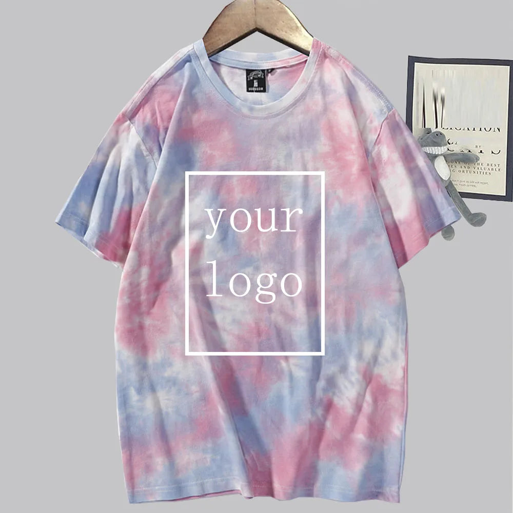 Custom T Shirt Diy Logo Image Print Customized Sportswear Casual Men Women Short Sleeve Tie Dye T-Shirts Tops