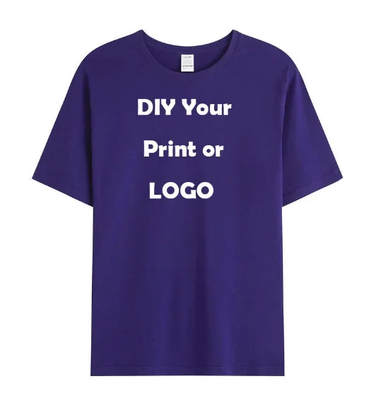 Men's and women's customized T-shirts, 100% pure cotton custom printed shirts, short sleeves, your logo photo, brand text,