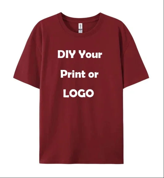 Men's and women's customized T-shirts, 100% pure cotton custom printed shirts, short sleeves, your logo photo, brand text,