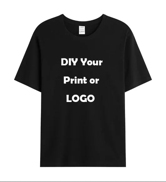 Men's and women's customized T-shirts, 100% pure cotton custom printed shirts, short sleeves, your logo photo, brand text,